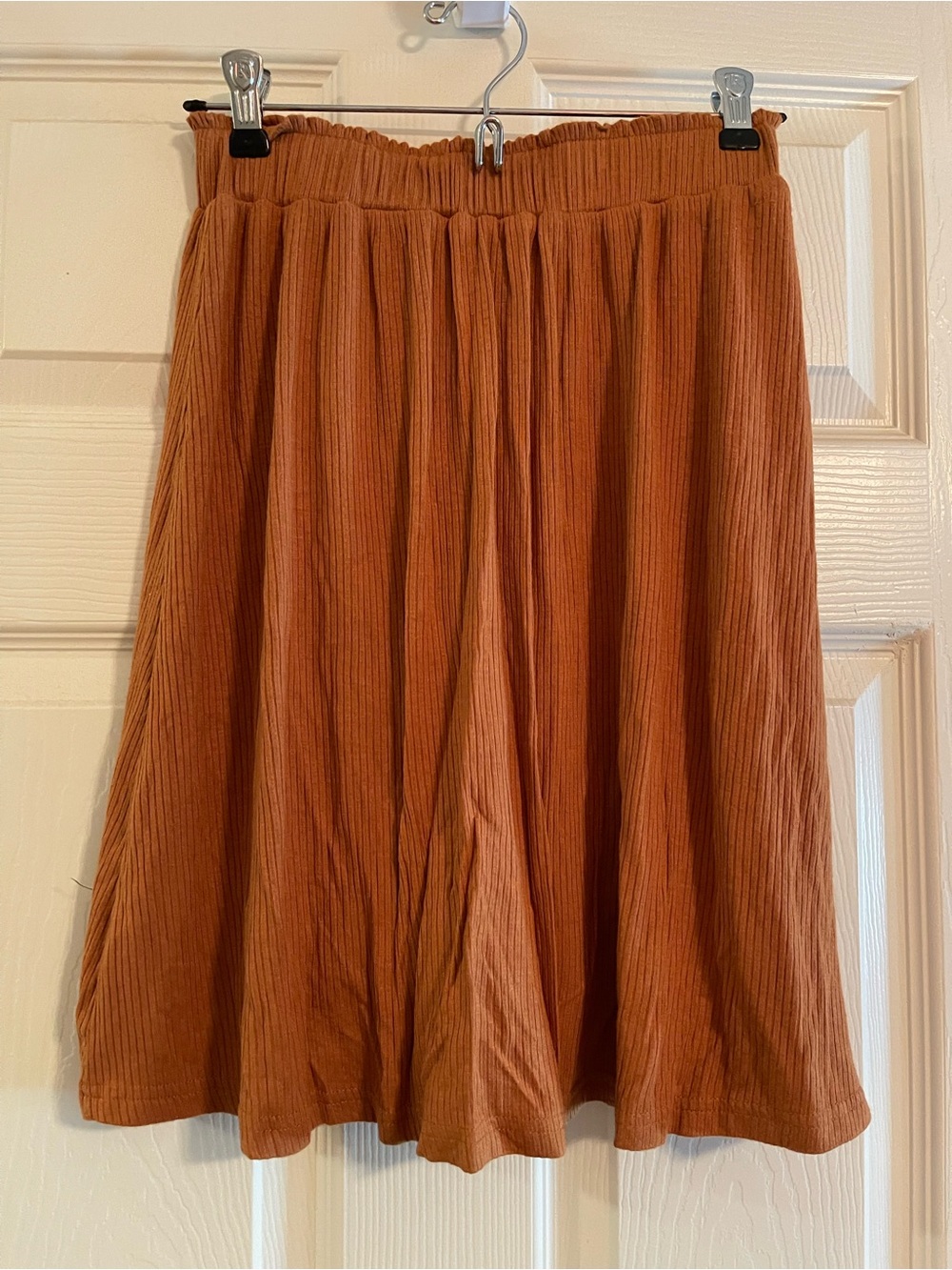 Girls' Rust Soft Knit Elastic-Waist Skirt with Attached Shorts